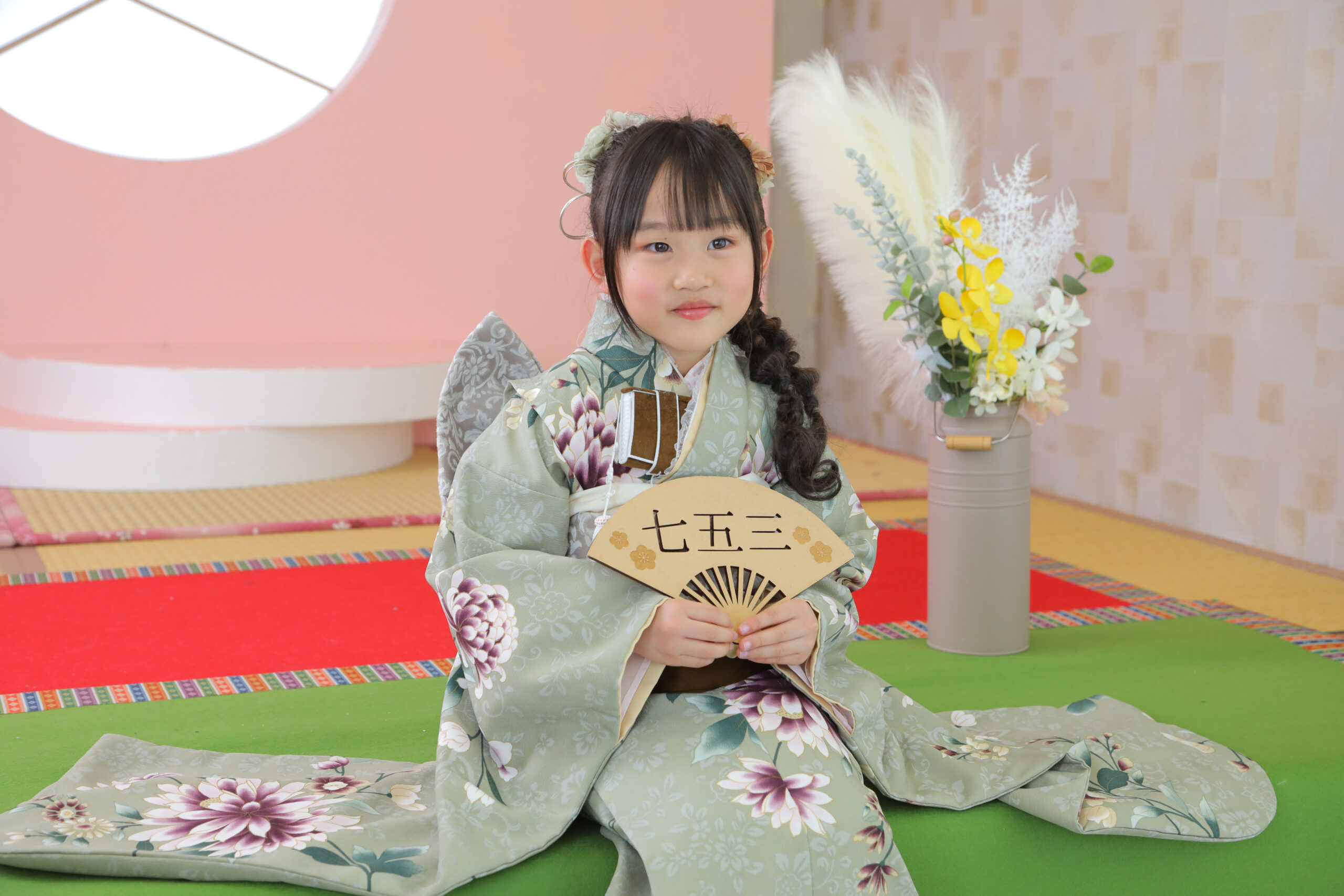 和装　着物　可愛い　扇子　アニーズスタジオ　上越　写真館　フォトスタジオ