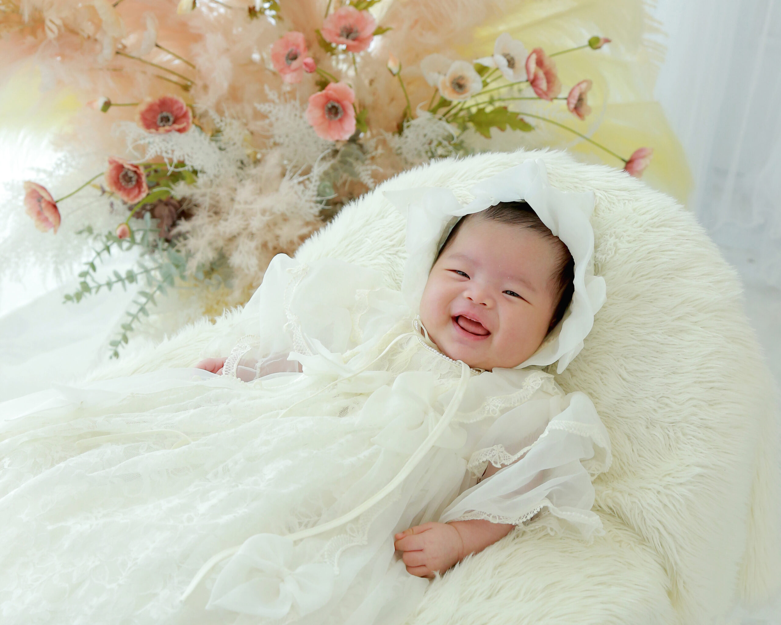 ベビードレス　お宮参り　洋装　貸出衣装　可愛い　赤ちゃん　写真館　フォトスタジオ　アニーズスタジオ