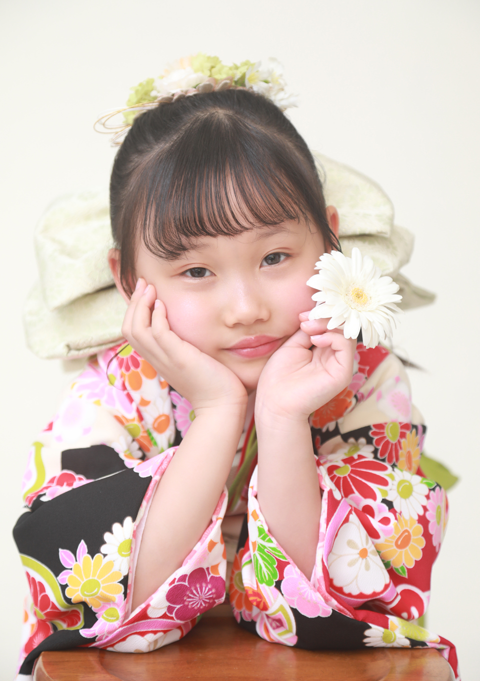 フォトスタジオ　上越　写真館　アニーズスタジオ　七五三　753　7歳女の子　ナチュラル　モダン着物　かわいい