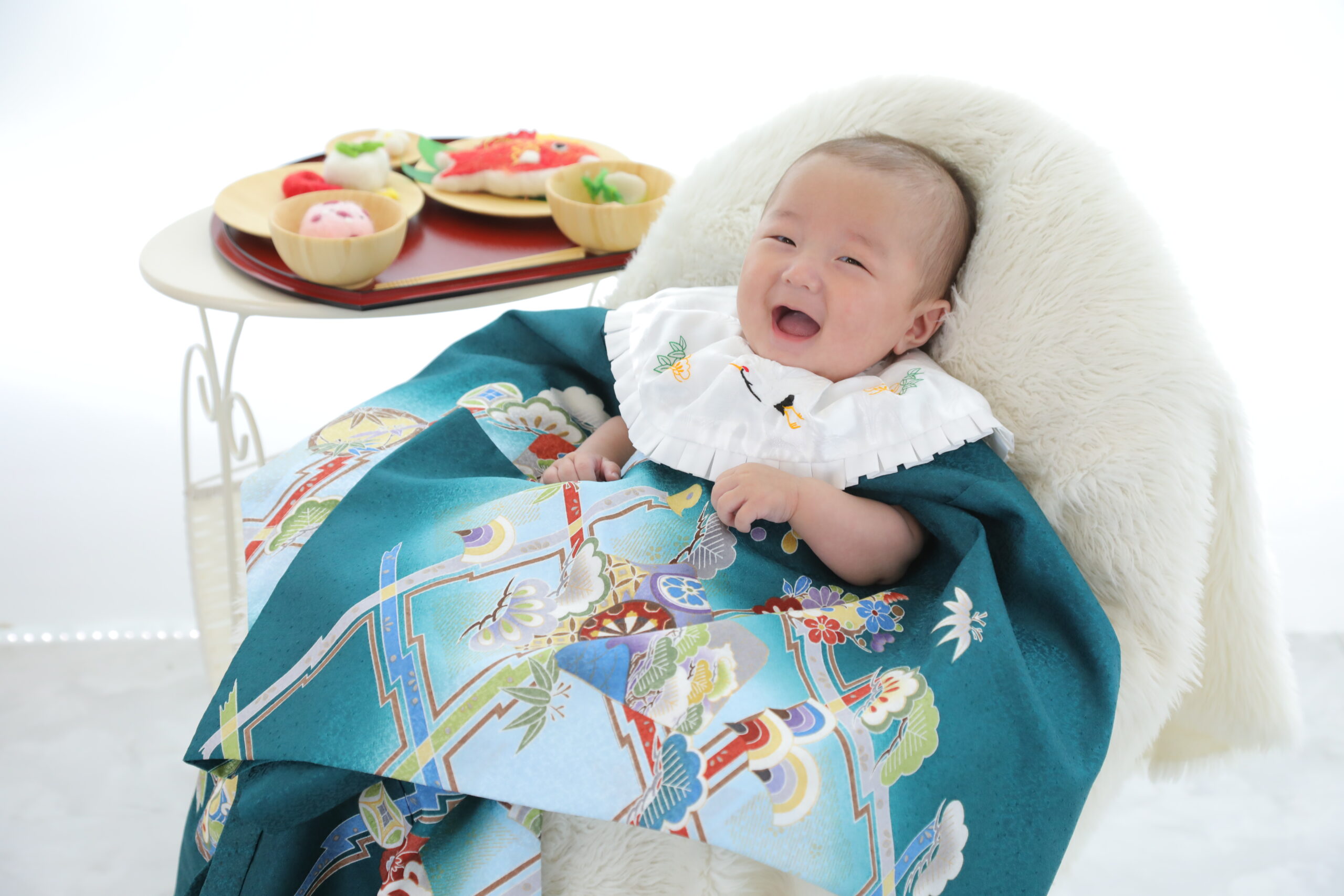 写真館　フォトスタジオ　アニーズスタジオ　上越　お食い初め　お祝い着　和装　着物　お宮参り　