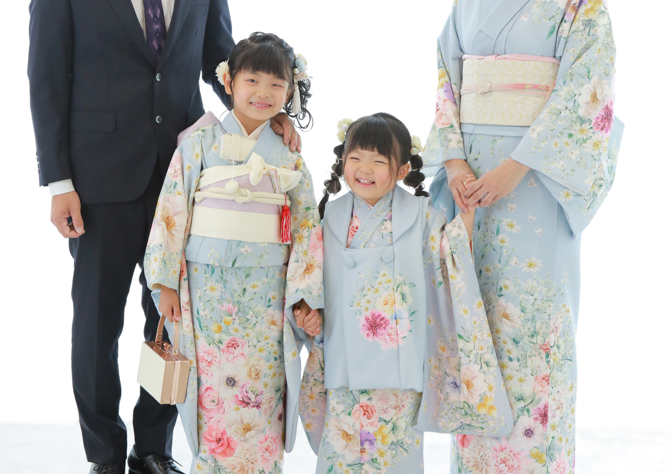 家族写真　親子　お揃い　　着物　和装　お被布　三歳　七五三　写真館　アニーズスタジオ　フォトスタジオ　上越