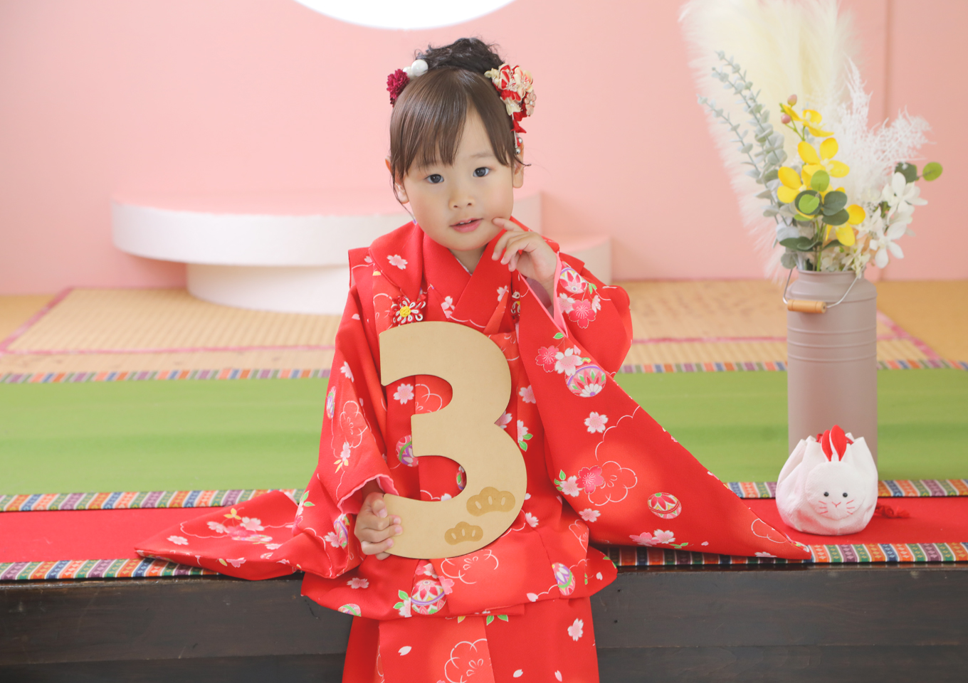 和装　着物　七五三　女の子　可愛い　三歳　撮影　写真館　フォトスタジオ　アニーズスタジオ　上越