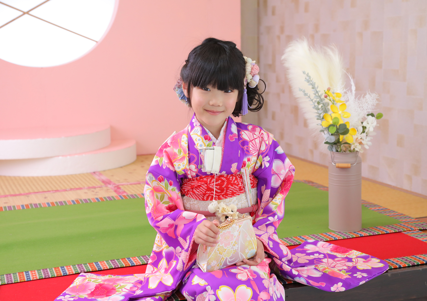 七五三　和装　着物　可愛い　七歳　和室　上越　アニーズスタジオ　写真館　フォトスタジオ
