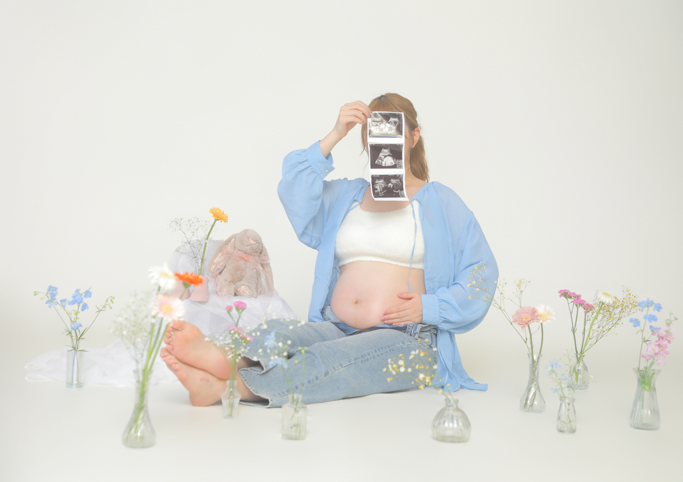 マタニティフォト　アニーズスタジオ　上越　かわいい　フォトスタジオ　写真館　お花　エコー写真