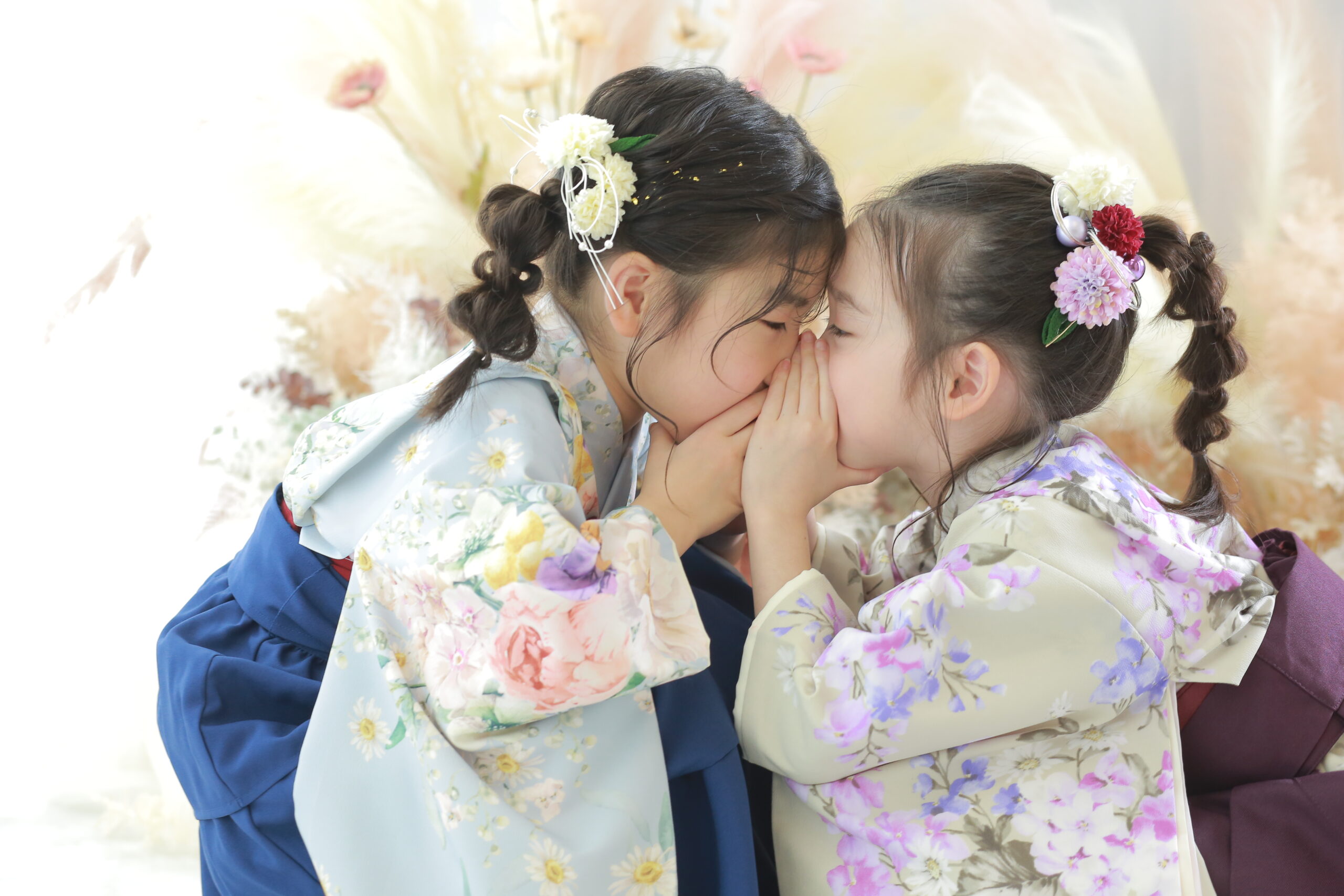 入学　卒園　和装　着物　　可愛い　姉妹写真　花　アニーズスタジオ　上越　長岡　フォトスタジオ　写真館