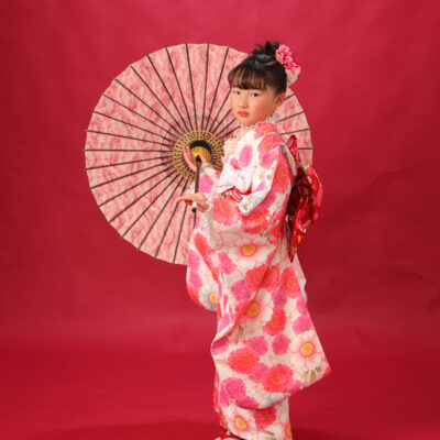 七五三　753　着物　和傘