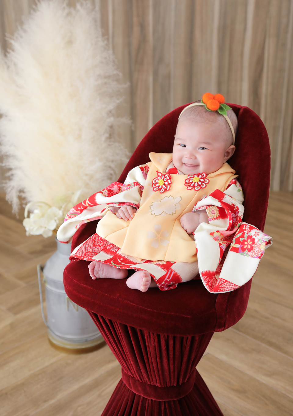アニーズスタジオ上越館　　 フォトスタジオ　写真館　百日祝い　百日　100日　記念写真　和装　着物