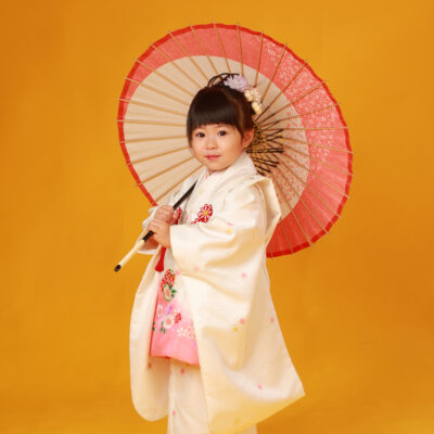 七五三　753　着物　和傘