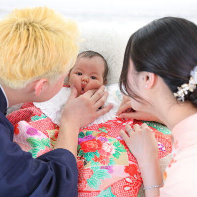 百日　宮参り　100日祝い　家族撮影